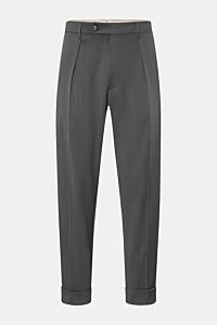 Berwich Wollhose 'Chiaia' grau meliert, Frontansicht, knöchellang, tapered fit, reine Schurwolle, leicht elastisch, Bundknöpfe, Saumaufschlag.