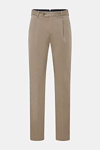 PT Torino Chinos 'Union Fit' grey-brown shown front-facing, made from classic cotton twill with slight stretch and elegant single pleats for comfort.