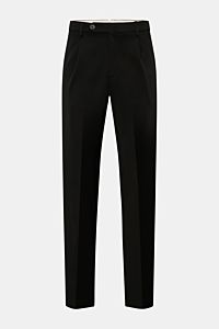 Front view of GTA Jersey trousers 'Federico' black, made of soft, elastic jersey with single pleat, zip, button, French and jetted back pockets. For casual office looks: The jersey trousers 'Federico' by GTA combine maximum comfort with timeless elegance 