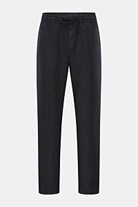 Altea Leinen-Jogpants 'Mattia' dark navy, frontale Ansicht, knöchellang, elastischer Bund, reine Leinenqualität, Tapered Fit, französische und Gesäßtaschen.