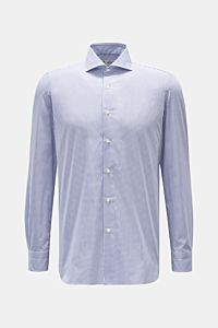 Borrelli Business Hemd 'Nando' Haifisch-Kragen navy/weiß kariert