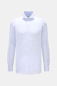 Finamore Business Hemd 'Sergio Napoli' Haifisch-Kragen hellblau/weiß gestreift