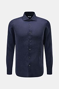 von Braun Leinenhemd Haifisch-Kragen navy