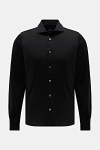 Fedeli Jersey-Hemd Haifisch-Kragen schwarz