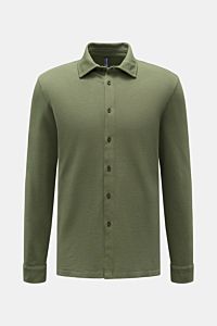 04651/ A trip in a bag Casual Hemd Haifisch-Kragen 'Piqué Shirt' oliv