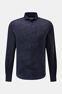 Ace Denim Linen shirt shark collar navy