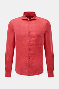 Ace Denim Linen shirt shark collar red