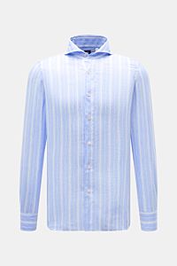 Finamore Linen shirt 'Sergio Gaeta' shark collar blue/white striped