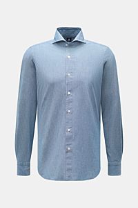 Finamore Jeanshemd 'Sergio Gaeta' Haifisch-Kragen rauchblau