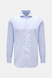 Gherardi Seersucker casual shirt shark collar light blue/white striped