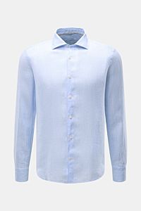 von Braun Leinenhemd Haifisch-Kragen hellblau/weiß gestreift
