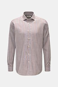 Guglielminotti Casual Hemd Haifisch-Kragen braun/weiß gestreift
