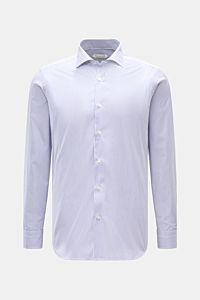 Guglielminotti Casual Hemd Haifisch-Kragen dunkelblau/weiß gestreift, Slim Fit, reine Baumwolle, von vorne fotografiert, glatter Griff.