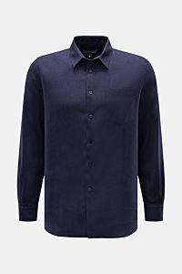 Vilebrequin Leinenhemd schmaler Kragen navy