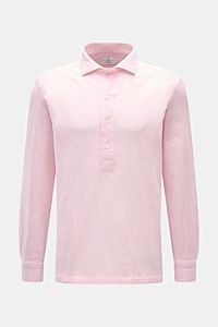 Giampaolo Seersucker Popover-Hemd Haifisch-Kragen rosé