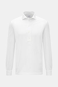 Giampaolo Seersucker Popover-Hemd Haifisch-Kragen weiß