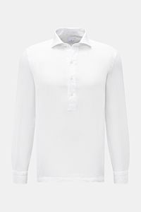 Giampaolo Leinen Popover-Hemd Haifisch-Kragen weiß
