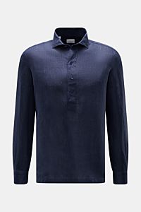 Giampaolo Linen popover shirt shark collar navy