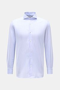 Giampaolo Oxford-Hemd Haifisch-Kragen weiß/hellblau gestreift