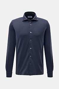 Della Ciana Piqué-Hemd Haifisch-Kragen dunkelblau
