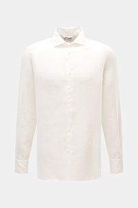 Front view of MC2 Saint Barth Linen shirt 'Pamplona' shark collar white, a slim fit, lightweight linen shirt with French button placket and barrel cuffs.

With this airy, lightweight shirt in pure linen, MC2 SAINT BARTH brings us a perfect piece for ca