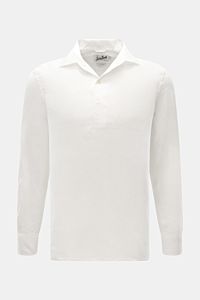 MC2 Saint Barth Popover-Leinenhemd 'Raphael' Haifisch-Kragen offwhite, frontale Nahaufnahme, reines Leinen, leichte Struktur, Regular Fit, französische Knopfleiste, Sportmanschette, gerader Saum.