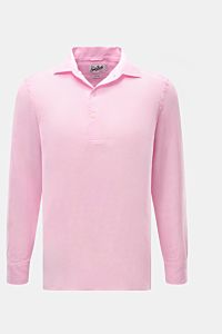 MC2 Saint Barth Popover-Leinenhemd 'Raphael' Haifisch-Kragen rosé, frontale Nahaufnahme, reines Leinen, leichte Qualität, französische Knopfleiste, Sportmanschette.