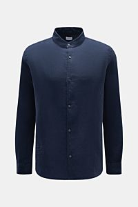 04651/ A trip in a bag Leinenhemd 'Linen Guru' Grandad-Kragen navy
