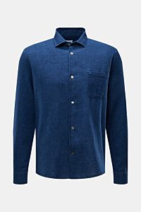 04651/ A trip in a bag Casual Hemd 'Indigo Shirt' schmaler Kragen navy