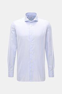 Giampaolo Casual-Hemd Haifisch-Kragen hellblau/weiß gestreift