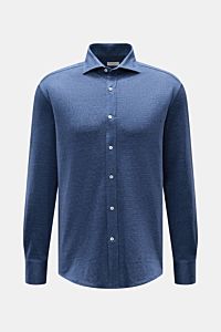 Brunello Cucinelli Jersey-Hemd Haifisch-Kragen dunkelblau meliert