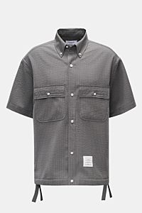 Thom Browne Seersucker-Kurzarmhemd Button-Down-Kragen dunkelgrau