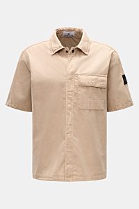 Stone Island Kurzarmhemd 'Brushed Canvas' Kent-Kragen beige