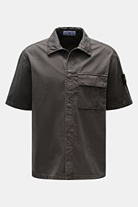 Stone Island Short sleeve shirt 'Brushed Canvas' Kent collar anthracite
