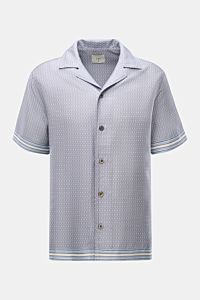 Ché Short-sleeved shirt 'Lucena' Cuban collar smoky blue/off-white patterned