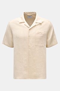 Percival Linen short sleeve shirt Cuban collar beige