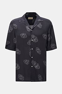 Officine Générale Short-sleeved shirt 'Eren' Cuban collar black patterned