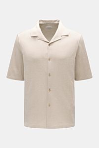 Brunello Cucinelli Kurzarm-Strickhemd beige meliert