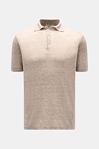 Fioroni Linen short sleeve knit polo beige/brown mottled