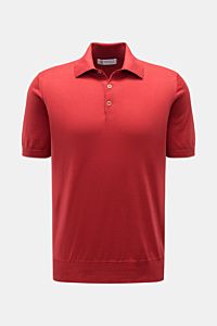 Brunello Cucinelli Kurzarm-Strickpolo rot