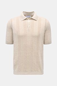Brunello Cucinelli Kurzarm-Strickpolo sand meliert