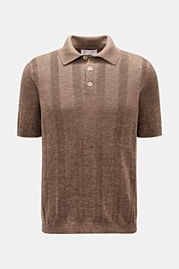Brunello Cucinelli Kurzarm-Strickpolo graubraun meliert