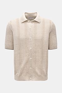 Brunello Cucinelli Kurzarm-Strickhemd sand meliert