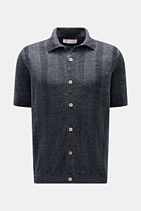 Brunello Cucinelli Kurzarm-Strickhemd anthrazit meliert