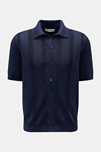 Brunello Cucinelli Kurzarm-Strickhemd navy