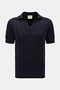 Ché Kurzarm-Strickpolo 'Ripple' navy