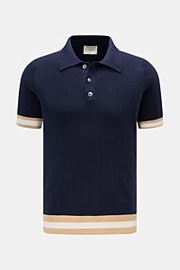 Ché Kurzarm-Strickpolo 'Quinn' navy/hellbraun