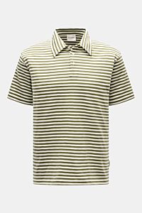 Front view of Closed Short sleeve knit polo green/cream striped with a slim fit, three-button placket, and signature collar in soft pure cotton.

This CLOSED short sleeve knit polo is made from pure, soft cotton and is a sporty essential for the new se