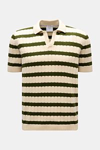 Percival Kurzarm-Strickpolo 'Stine' sand/dunkelgrün gestreift