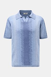 Piacenza 1733 Short sleeve knit polo grey-blue/smoky blue/light blue patterned